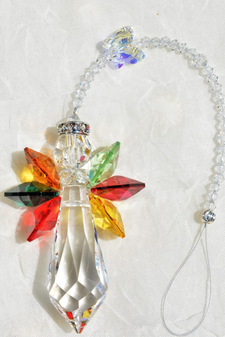 Schutzengel 'Indian Summer' mit süßem Schmetterling in crystal AB – Bild 4